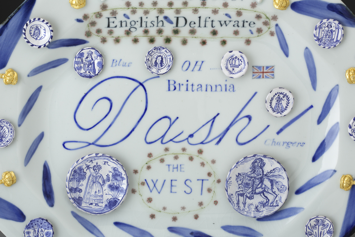 Mara Superior, "English Delftware: A Collection of Blue Dash Chargers", 2016, detail.